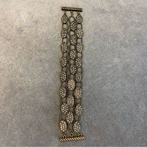 Kiam Family bronze brass tone layered Crystal rhinestone oval bracelet